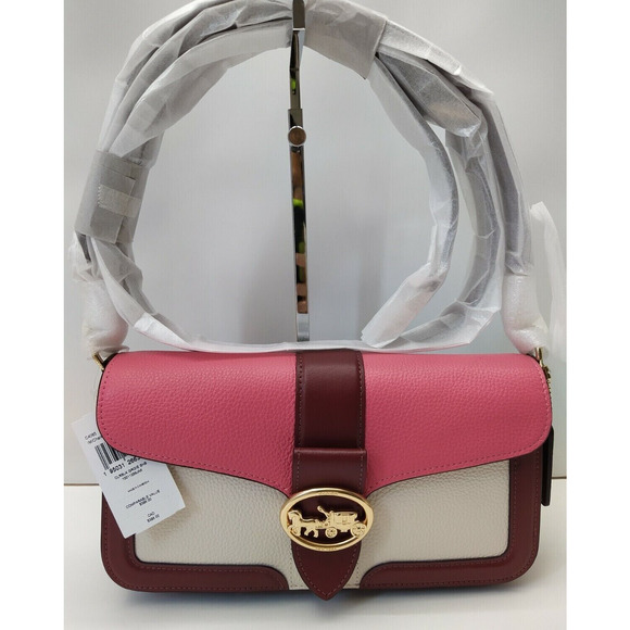 Coach Georgie Crossbody Bag In Colorblock Chalk Confetti Pink Leather - NWT $398 - Picture 1 of 8